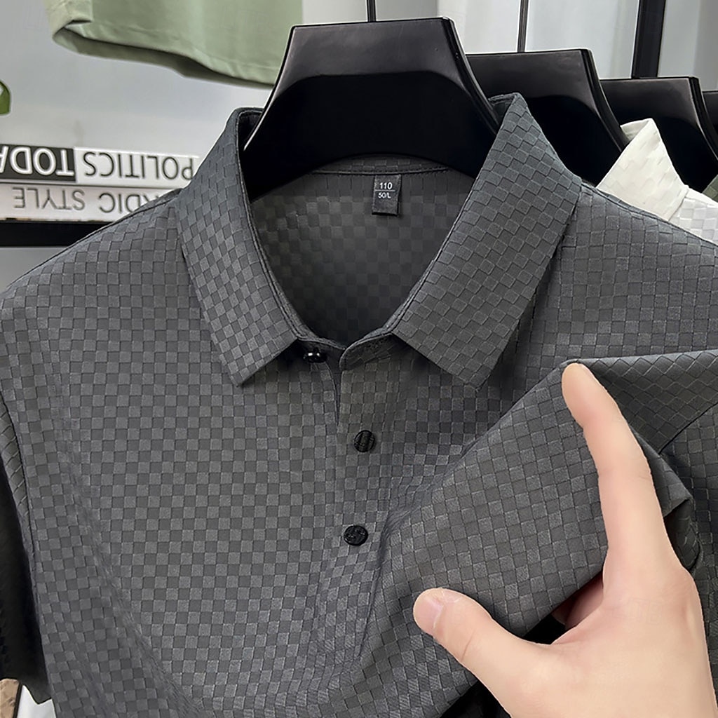 Herren Polo Business-Polo Lässig Geschäft Revers Kurzarm Mode Modern Einfach Knöpfe Rein Sommer Frühling Normale Passform Schwarz Weiß Purpur Grün Khaki Grau Polo 2026 - $22.99 –P5