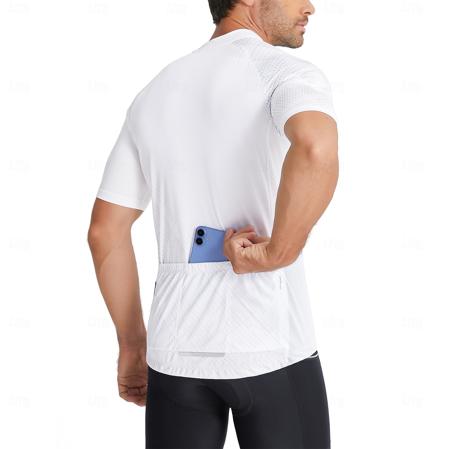 Ανδρικά Πουλόβερ Γεωμετρικό Κοντομάνικο Ποδήλατο Αθλητική μπλούζα με 3 πίσω τσέπες Ύγρανση Αθλητισμός Θαλασσί Λευκό Ρουμπίνι Ρούχα 2026 - $42.99 –P28