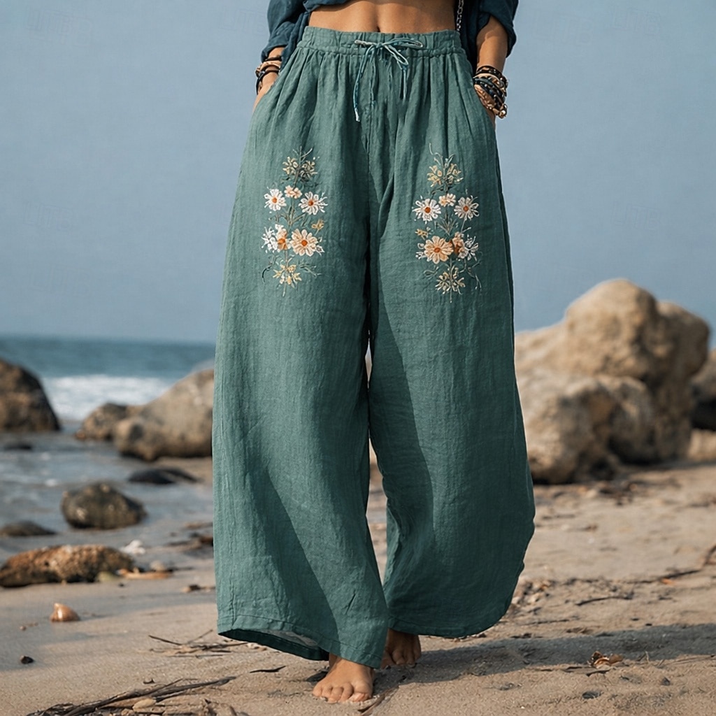 Per donna Gamba larga Pantaloni Pantaloni Palazzo Moda Boho Lunghezza intera Vita Alta Fiore Coulisse Elastico in vita Stampato Traspirabilità Confortevole Streetwear Abbigliamento quotidiano Uscire del 2026 a $22.99 –P4