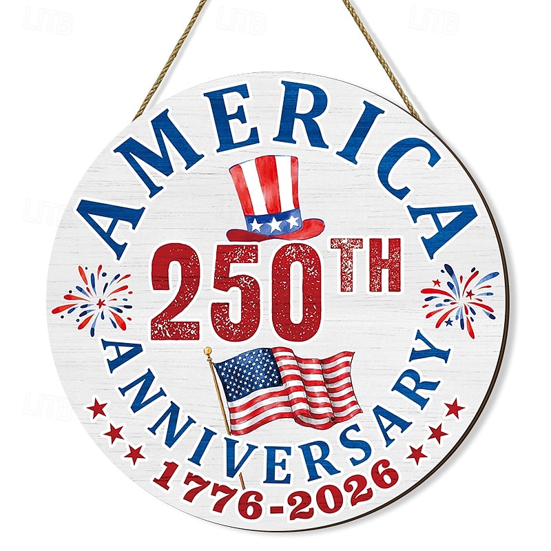 Plaque de porte américaine commémorative du 250e anniversaire, drapeau national américain patriotique du 4 juillet avec couronne « Nous le peuple », décoration murale en bois pour la fête de de 2026 ? $15.99 –P8
