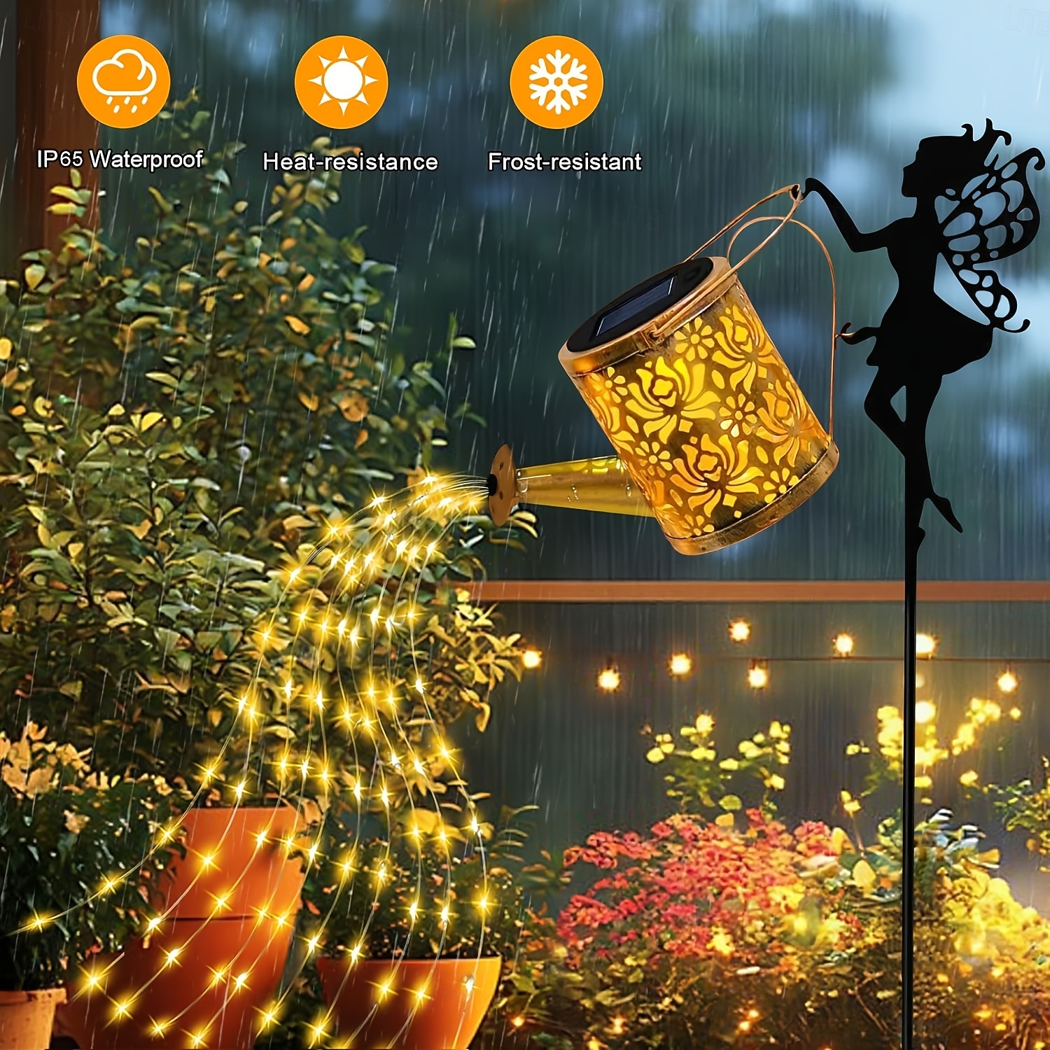 2026年 1 個の屋外ソーラーエンジェルメタル中空じょうろ滝ライト、IP44防水投影ランプ、庭の通路芝生の庭の別荘の装飾、パティオ、裏庭、屋外のデのための 63 cm 風景ライト  コレクション – $23.99 –P5
