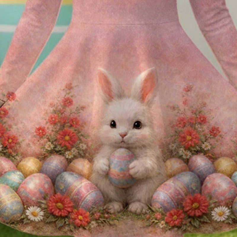 Pasqua ragazze' 3D Grafico Coniglio Abito Manica Lunga Stampa 3D Primavera Autunno Quotidiano Vacanza Feste Carino Casual Principessa Bambini 4-12 Anni Vestito Casual Abito a trapezio Lunghezza al del 2026 a $22.99 –P3