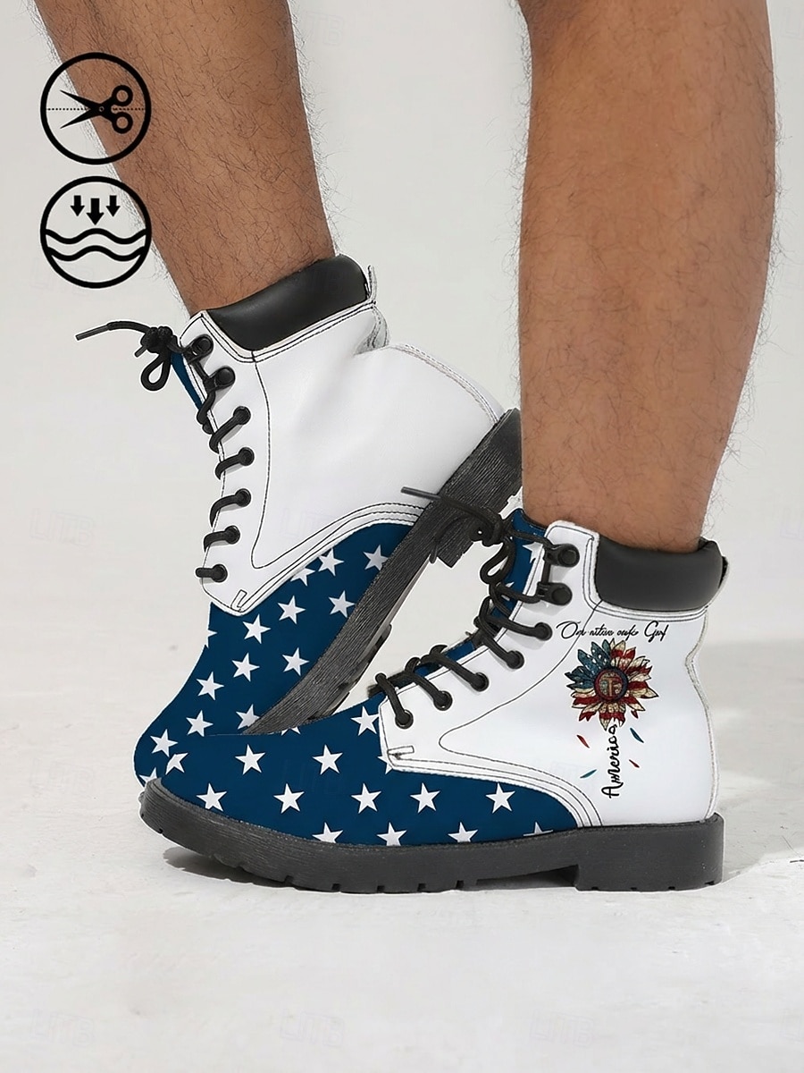 Botas de combate patrióticas para hombre: botas con estampado de estrellas y bandera para desfiles, 4 de julio, 250.º aniversario de EE. UU. y celebraciones festivas. 2026 - $69.99 –P2