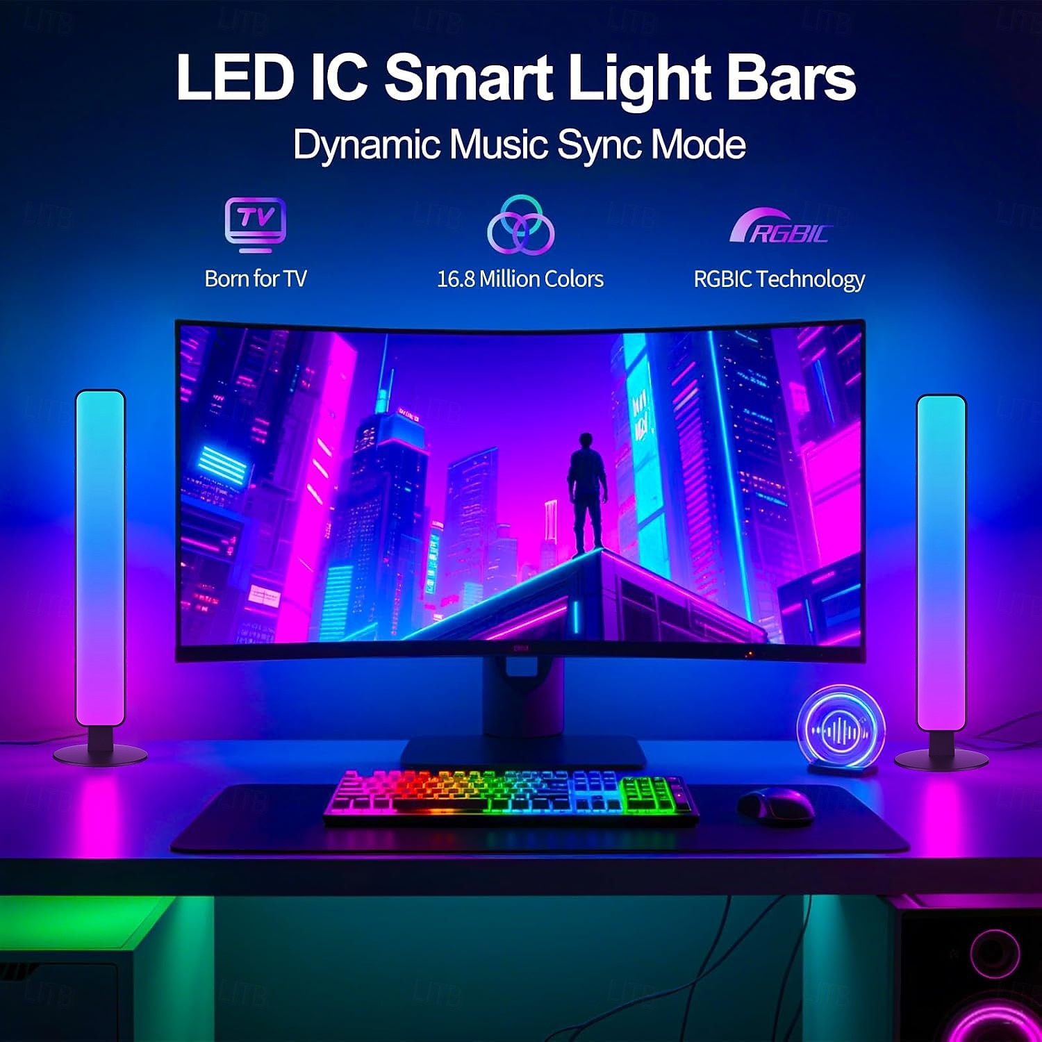 2 Packs RGB Gaming Ambient Lights, Sound-Activated LED Desk Lamps, Wireless WiFi Smart Night Lights for PC, Desktop, Gaming Room, Voice-Controlled LED Mood Lighting 2026 - $26.99 –P9