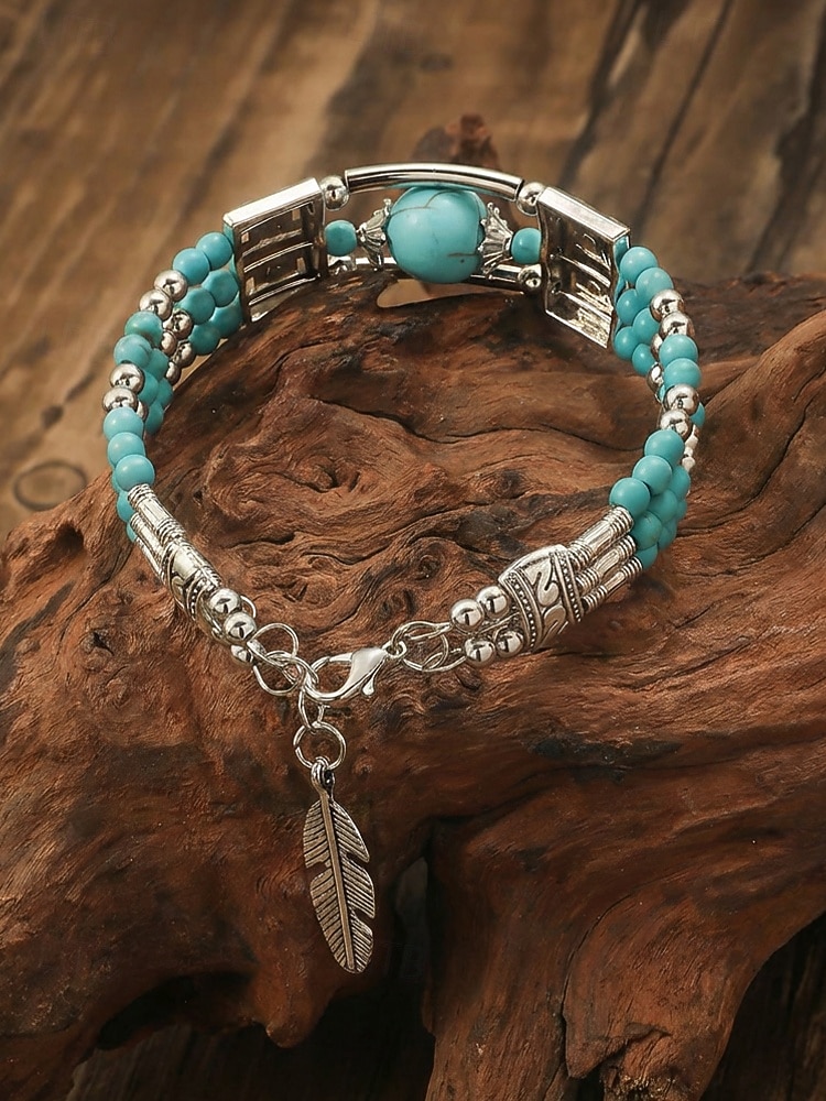 Naisten boheemityylinen turkoosi metalliseosrannekoru, monivärinen, ihanteellinen jokapäiväiseen käyttöön, lomalle ja matkoille 2026 - $9.99 –P4