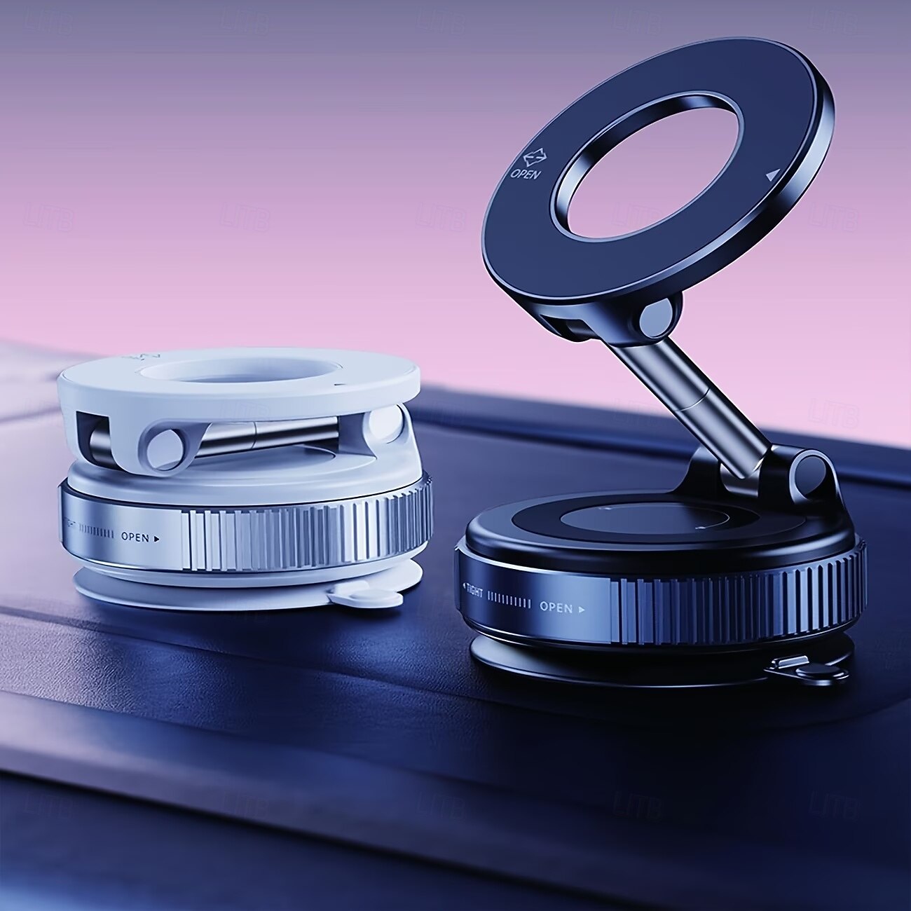 Комплект из 2 магнитных держателей для телефонов, сверхпрочный складной механический держатель с вакуумной присоской, вращающийся на 360°, с сильным магнитным креплением, подходит для автомобиля, 2026 - $21.99 –P7