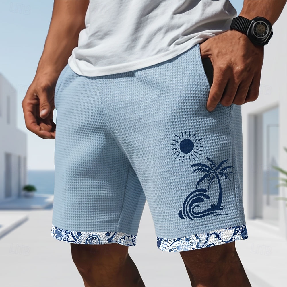 Herren Kokospalme Blumendruck Tropische Blumen Waffel-Shorts Freizeitshorts Shorts mit Struktur Mittlere Taille Hawaiihemd Outdoor Urlaub Elastischer Kordelzug in der Taille Shorts mit Taschen 2026 - $22.99 –P2