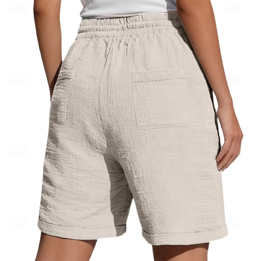 Damen Bermudashorts Shorts Sommershorts Strandshorts Urlaub Mode Alltagstauglich Knielang Hohe Taille Einfarbig Einfach Kordelzug Tasche Elastischer Bund Komfort Weich Atmungsaktiv Mikroelastisch 2026 - $28.99 –P6