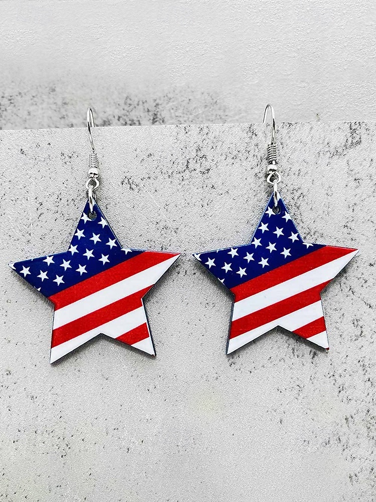 Women's Acrylic Patriotic Dangle Earrings, Multi-Style Sunflower, Star and Heart American Flag Earrings for USA 250th Anniversary, Independence Day, Casual Wear, Travel and Vacation Styling 2026 - $7.99 –P13