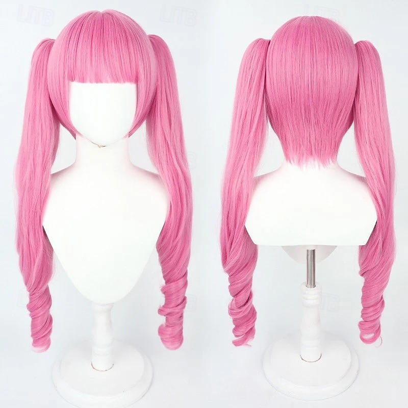 Ocean Adventurer Lang Rosa Twin Tail Parykk med Pannelugg til Cosplay-fest 2026 - $35.99 –P1