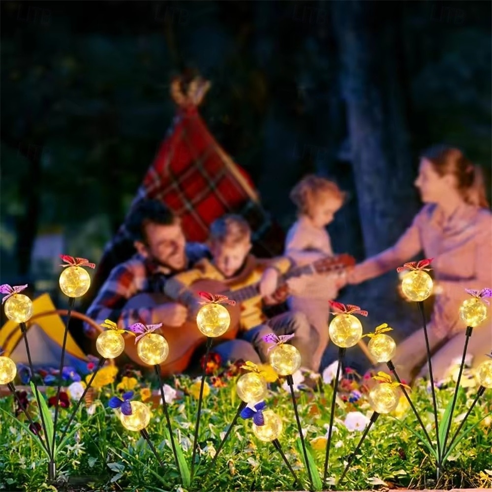 Lampe solaire de jardin en forme de papillon, boule lumineuse oscillante qui se balance au gré du vent, éclairage décoratif RGB pour cour, terrasse et allée (1 pièce) de 2026 ? $16.49 –P2