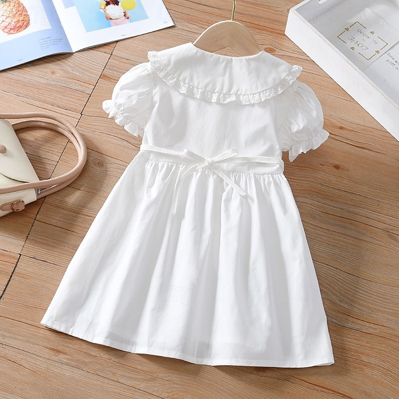 Mommy and Me Dresses Solid Color Casual Ruched White Short Sleeve Midi Active Matching Outfits 2026 - $35.99 –P3