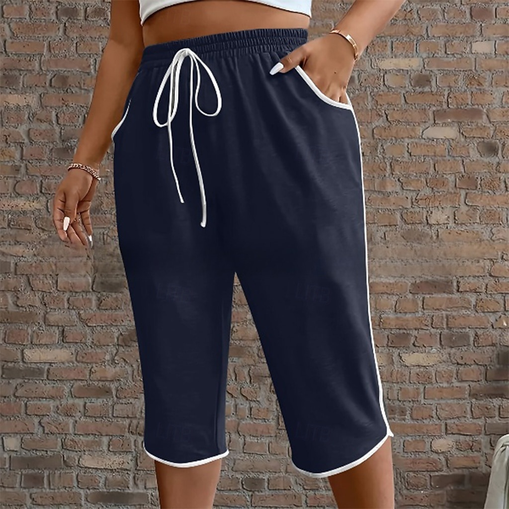 Women's Trousers Capri Pants Summer Pants Beach Pants Vacation Fashion Casual Daily Capris High Waist Plain Drawstring Patchwork Pocket Comfort Lightweight Breathable Micro-elastic Streetwear Beach 2026 - $20.99 –P10