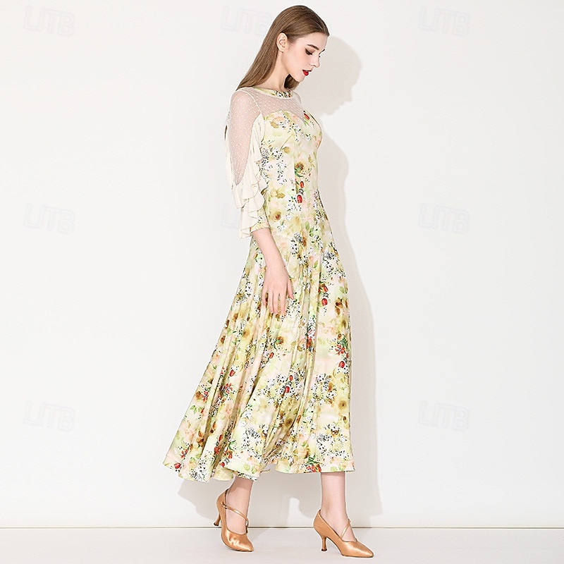 Tiodans Klänning Blomtryck Plisserat Tvinning Dam Fest Träning Prestanda Långärmad Elastan Polyester 2026 - QAR 574.91 –P2