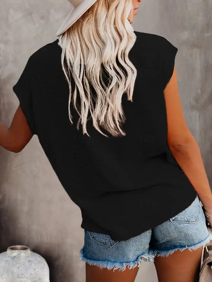 Damen Bluse Tasche Einfach Vintage Stilvoll Ärmellos Rundhalsausschnitt Normale Oberteile Täglich Ferien Ausgehen Schwarz Gelb Rosa Purpur Grün Sommer Frühling 2026 - $19.99 –P4