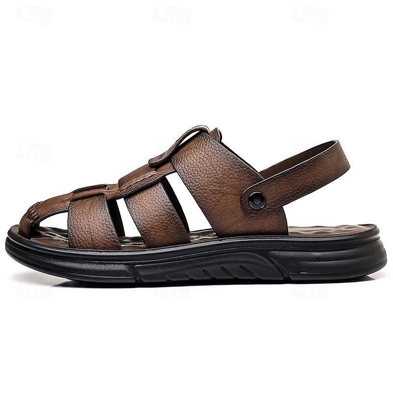Sandalias casuales de verano de piel sintética para hombre: correas transpirables, tacón y plantilla ajustables, comodidad ligera, perfectas para vacaciones en la playa, resorts, piscinas y ocio al aire libre. 2026 - $46.99 –P16