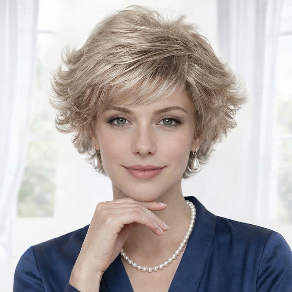 Peruca curta e elegante prateada para mulheres - estilo pixie despenteado com volume natural de 2026 por $32.99 –P7