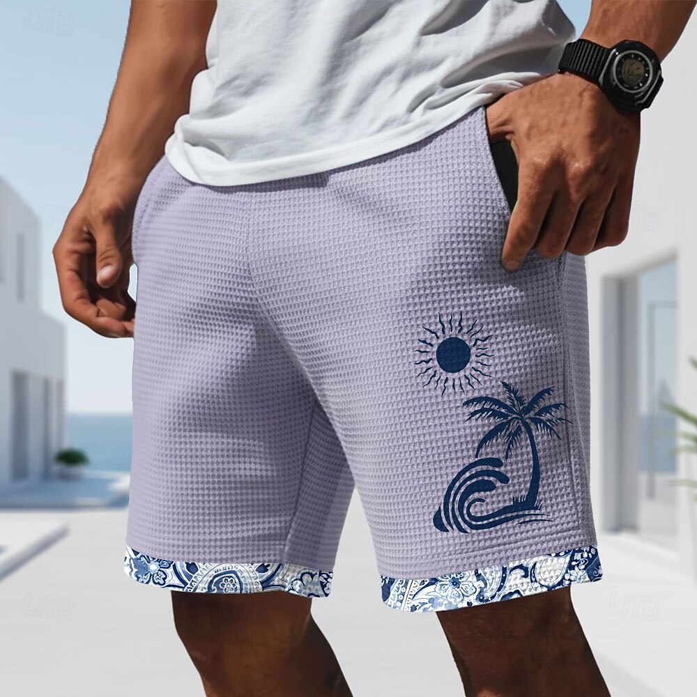 Herren Kokospalme Blumendruck Tropische Blumen Waffel-Shorts Freizeitshorts Shorts mit Struktur Mittlere Taille Hawaiihemd Outdoor Urlaub Elastischer Kordelzug in der Taille Shorts mit Taschen 2026 - $22.99 –P3