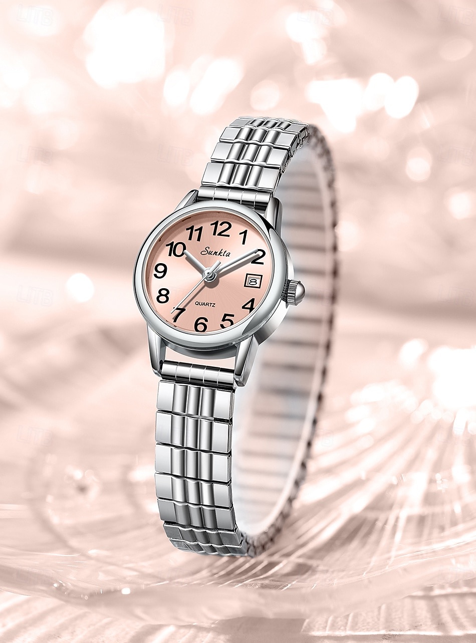 Women's Watch with Steel Elastic Band, Easy to Read Ladies Quartz Watches with Pink Dial and Date Display, Stainless Steel Stretch Bracelet Wrist Watch for Women Girl Gift, Fashion Casual Waterproof 2026 - $18.99 –P13