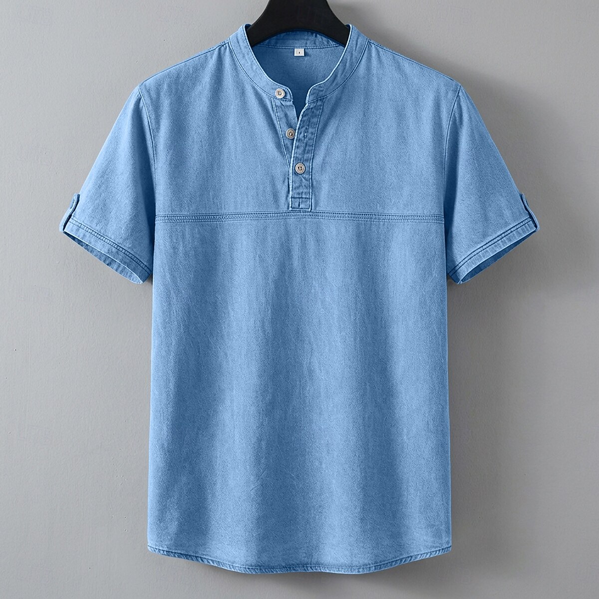SoftFade™ Pánská Henley košile 100% bavlna košile s kyselinovým praním krátký rukáv jednobarevná retro vintage casual vintage styl ručně barvená bledá Henley casual léto jaro podzim fialová Henley 2026 - $31.99 –P2