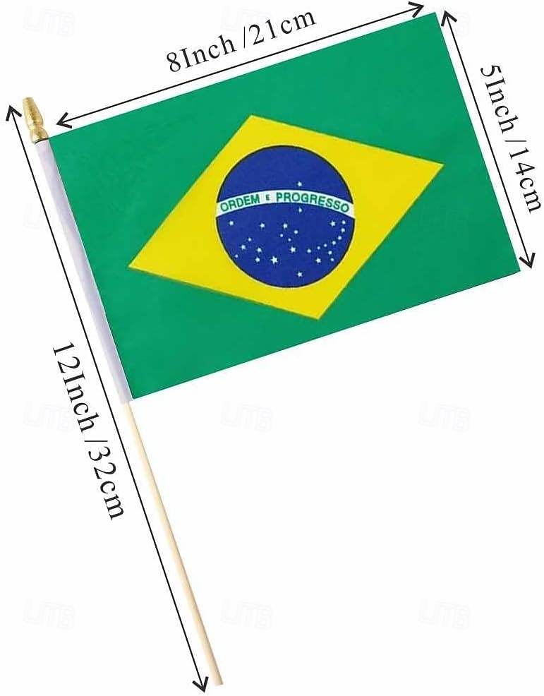 25Pack Small Brazil Flag Handheld Mini Brazilian Flag on Stick 5x8 Inch for Soccer World Summer Cup Match, Sports Events, Party Decorations, Fans Cheering 2026 - $16.99 –P2