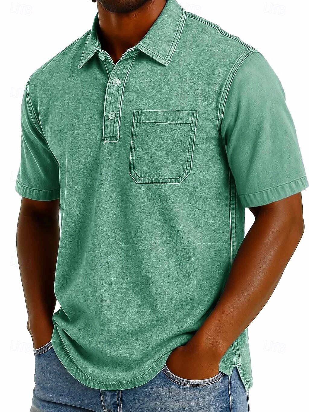 SoftFade™ Miesten Polo-Paidat 100% Puuvillaa Happopesu Paita Rentoa Lomaa Kauluskaveri Lyhythihainen Muoti Perus Yksinkertainen Vintage Haalistunut Kesä Kevät Normaalimallinen Musta Vaaleanvihreä 2026 - $31.99 –P4