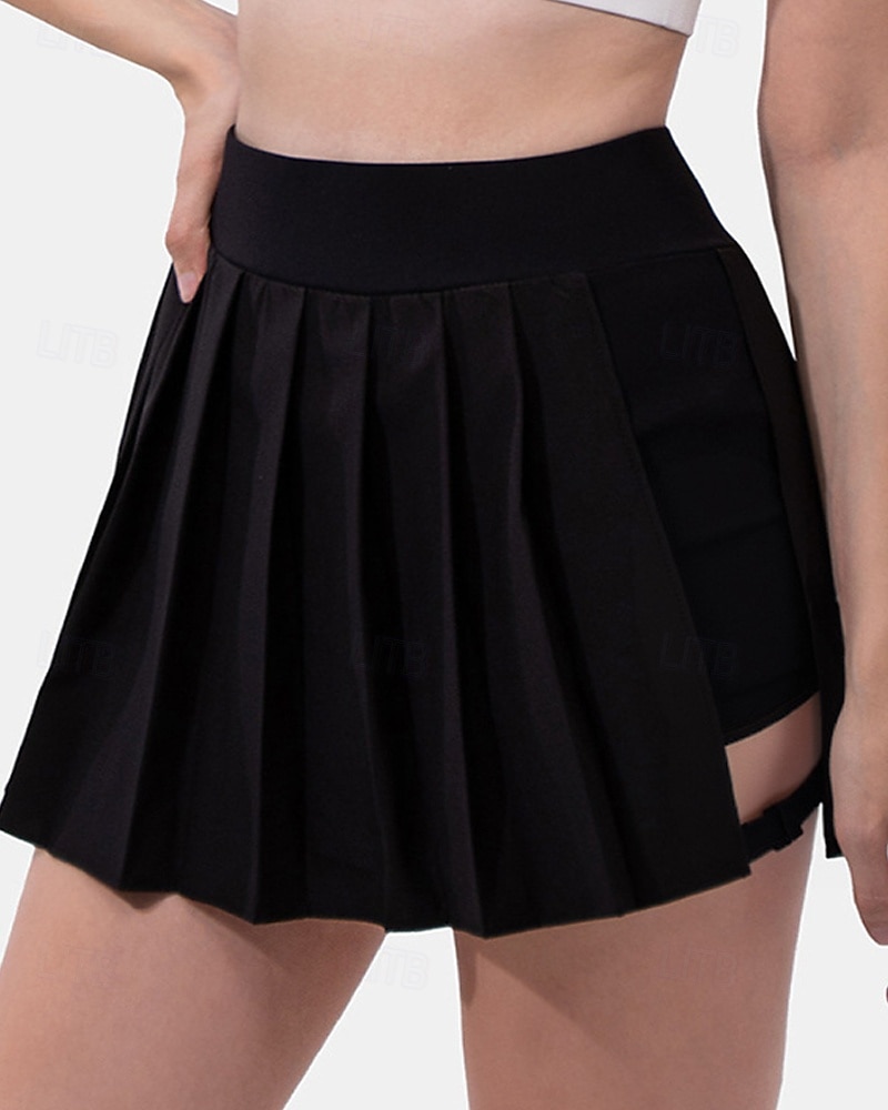 Women's Solid Colored Casual Skirt Tennis Skirts with Shorts Sport Skirt Sleeveless Pleated Pocket High Waist Elastic Sweat-Wicking Breathable Tennis Golf Pickleball Skirt Black White Wine Tennis 2026 - $34.99 –P5