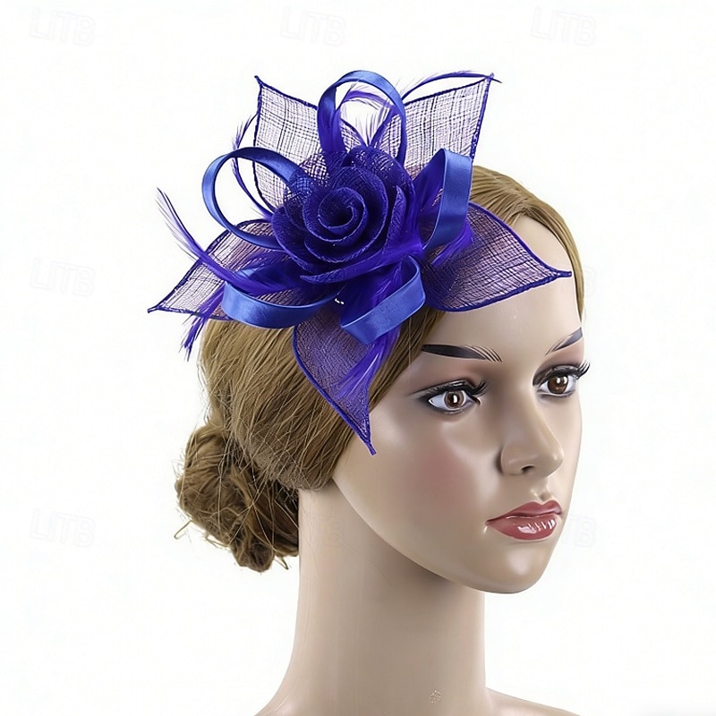 Fascinators Lino Tejido Boda Cumpleaños Elegante Vintage Estilo lindo Con Pluma Cintas Celada Sombreros 2026 - $17.49 –P1