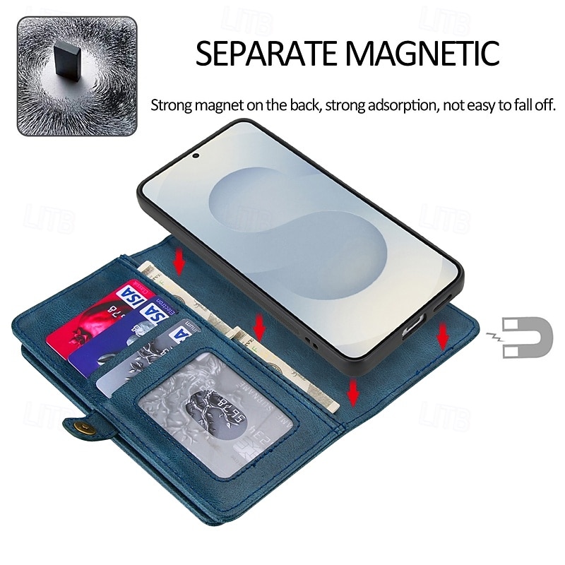 Phone Case For Samsung Galaxy S26 S26 Plus S26 Ultra Wallet Case Detachable Magnetic Full Body Protective Retro PU Leather 2026 - $24.99 –P2