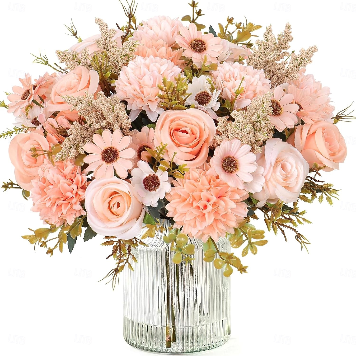 Artificial Flowers Like Real Artificial Bouquet 2/4 Packs Silk Artificial Roses Bouquet with Daisy Chrysanthemum Pink Flowers for Valentines Day Centerpiece Table Wedding Party Decor 2026 - $13.99 –P10
