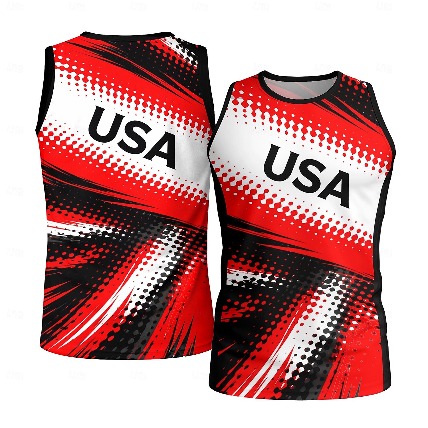 Men's Soccer Jersey Geometric Color Block Letter USA Workout Tank Top Running Tank Top Athletic T-shirt Summer Color Block Sleeveless Athleisure Spandex UPF 50 Quick Dry Moisture Wicking Breathable 2026 - $17.99 –P4