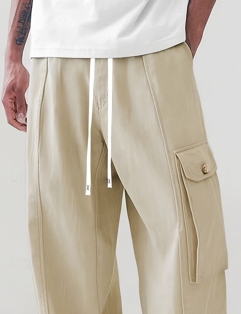 Per uomo Pantaloni Cargo Pantaloni Coulisse Tasca Semplice Comodità Traspirante Lunghezza al ginocchio Casa All'aperto Abbigliamento casual alla moda Vacanza Moda Verde militare Albicocca Inelastico del 2026 a $31.99 –P6