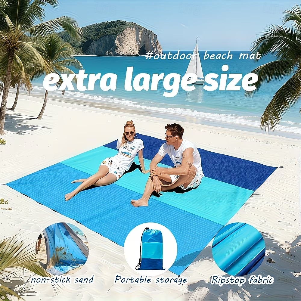 kültéri strandtakaró 4-7 fő részére, extra nagy, könnyű, homokálló strandtakaró, nagy piknikszőnyeg, amely alkalmas strandoláshoz, kempingezéshez és túrázáshoz 2026 - $23.99 –P1
