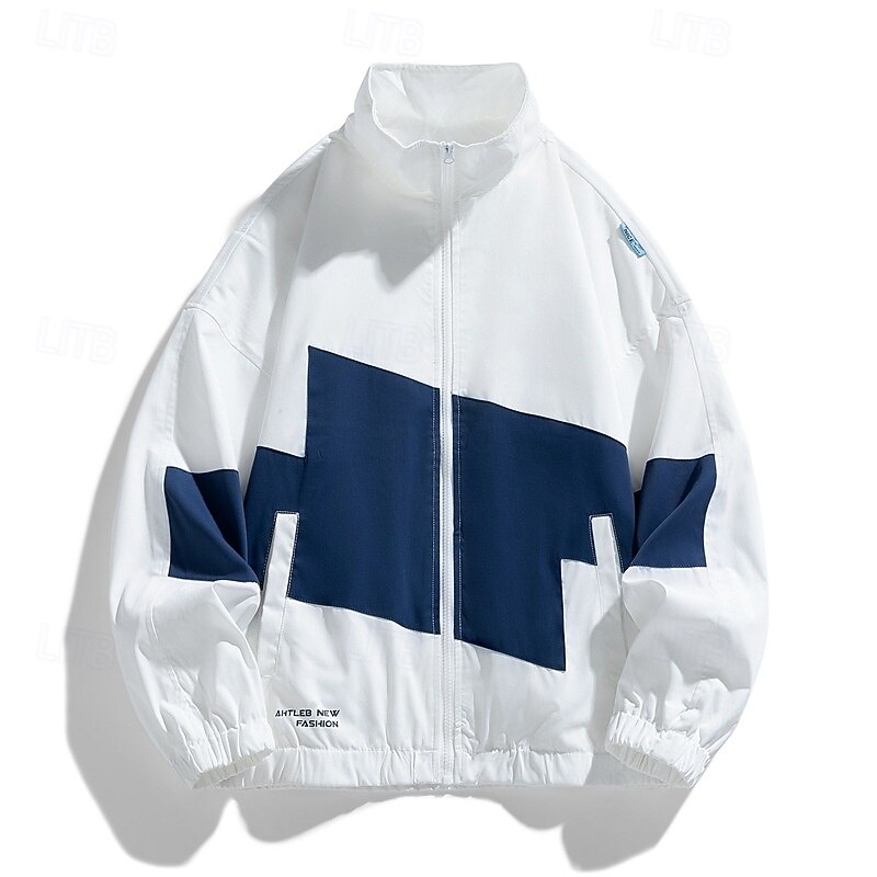Муж. Пэчворк Футбольное лето Глобальный матч Куртка для бега Куртка для активного отдыха Спортивная куртка Весна Осень Карманы Молния Цветовые блоки Длинный рукав 2026 - $52.99 –P3