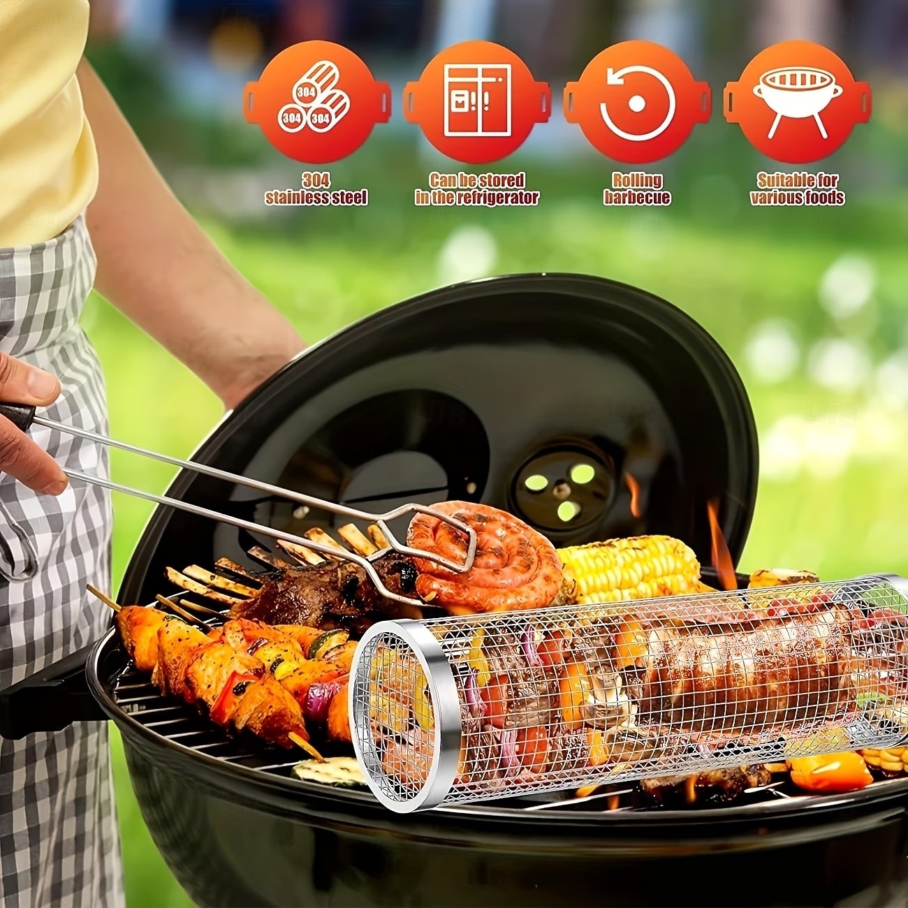 2pcs/set Portable Stainless Steel Barbecue Grill Set, Stainless Steel Portable Barbecue Cooking Rack, Barbecue Tool Set, Outdoor Grill Basket, Outdoor Camping Grill, Outdoor Round Barbecue Fire Pit 2026 - $22.99 –P7