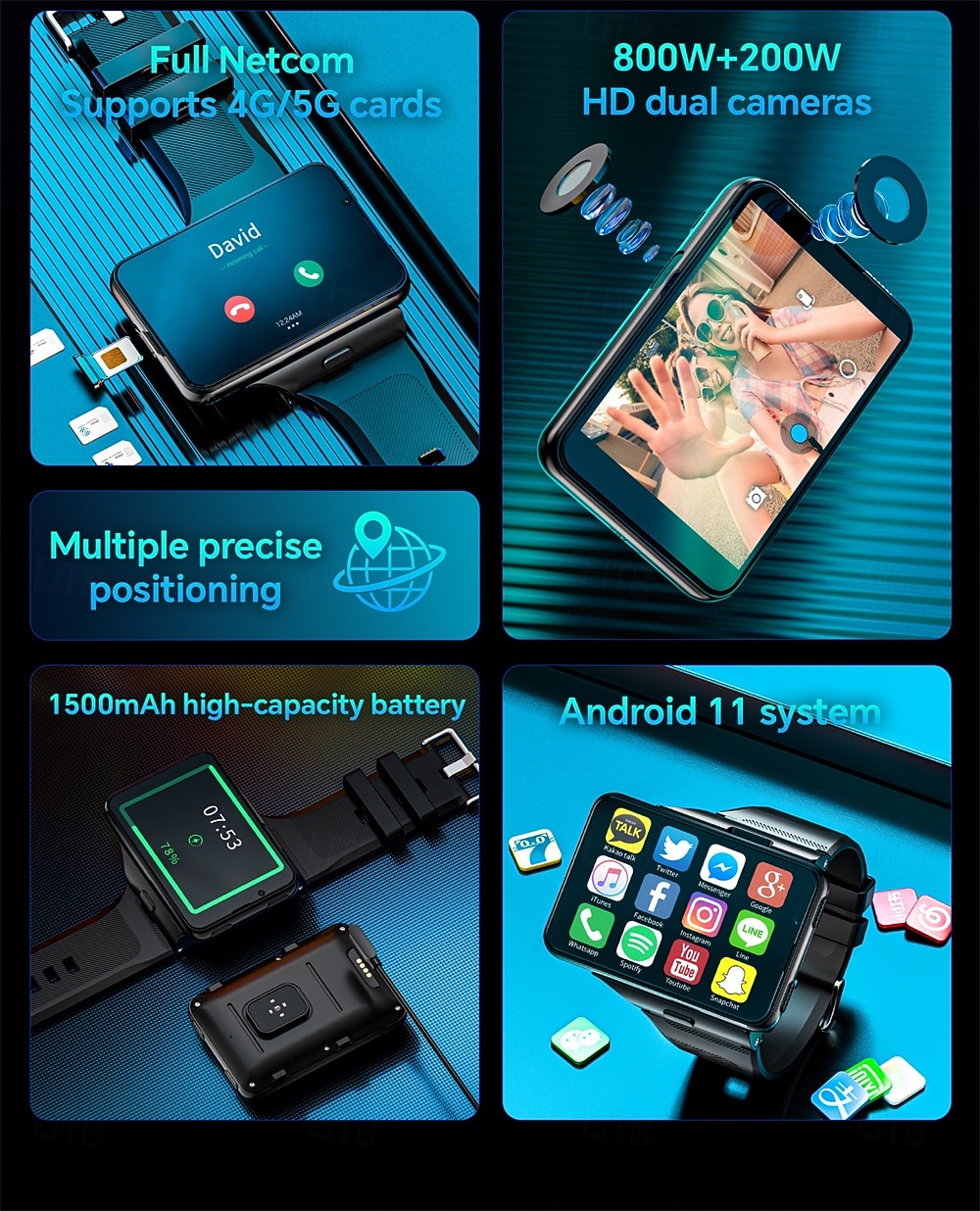 Relógio inteligente Lokmat Appllp Max de 2,88 polegadas com 4G LTE, pedômetro, calendário e câmera, compatível com dispositivos móveis, unissex, com classificação IPX-4 e caixa de 32 mm. de 2026 por $412.79 –P18