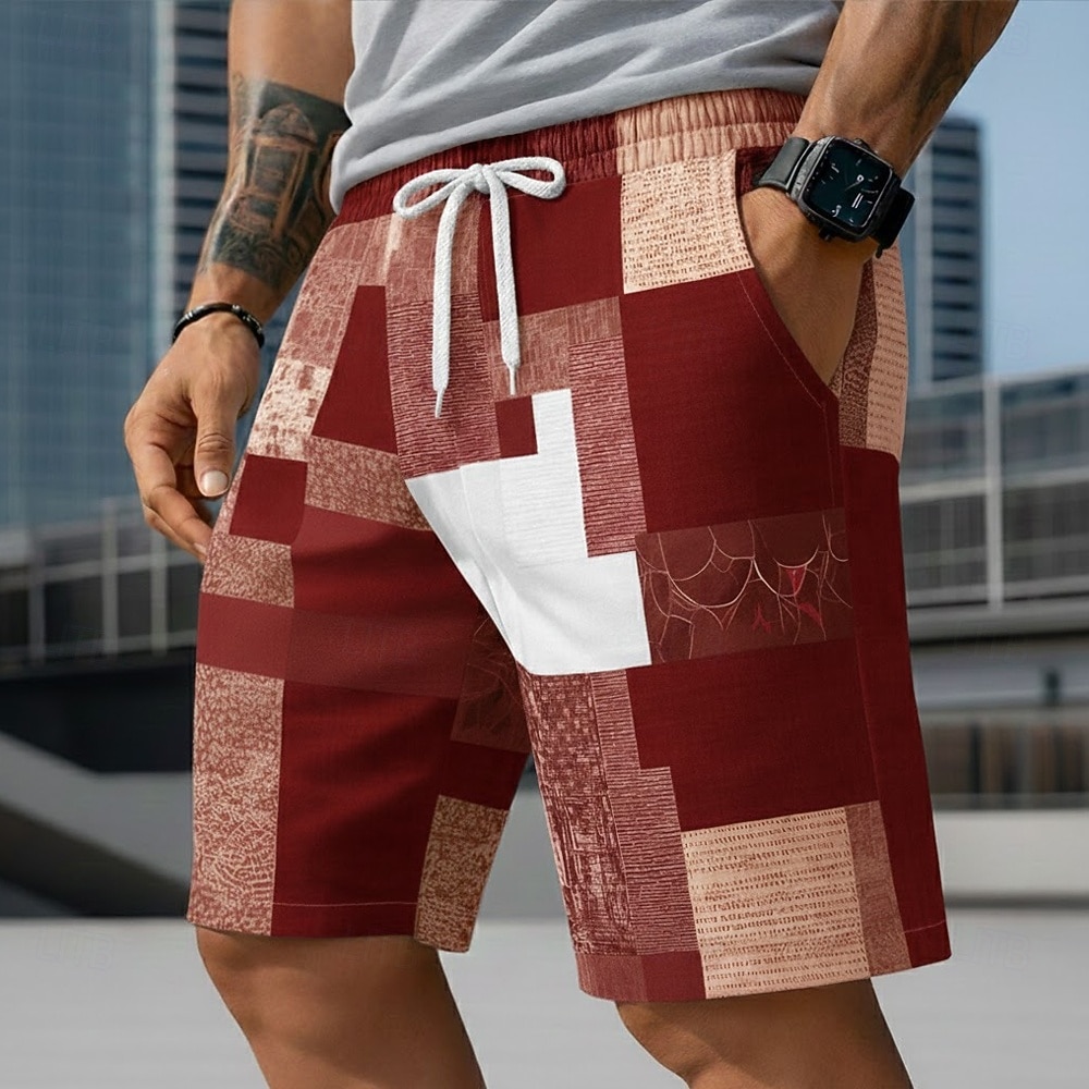 Per uomo Blocco di colori Patchwork Griglia / Plaid Costumi da bagno Pantaloncini da mare Pantaloncini da Surf Misura del girovita medio Moda Casual All'aperto Vacanza Abbigliamento Quotidiano Tasche del 2026 a $20.99 –P2