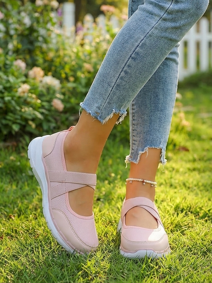 Women's Pink Mary Jane Sneakers – Breathable Lightweight Mesh Slip-On Sport Shoes for Walking, Casual Wear, Travel and Daily Activities 2026 - $24.99 –P4