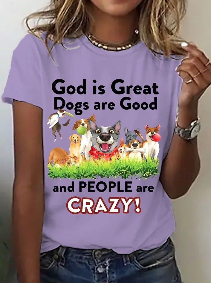 Festa di San Patrizio Per donna Maglietta Stampato Grafico Animale Lettera Vintage Elegante Classico Manica Corta Girocollo Top Regolari Quotidiano Weekend Blu Nero Bianco Rosa Viola Estate Primavera del 2026 a $21.99 –P5