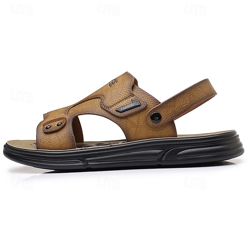 Sandale de vară pentru bărbați, maro deschis, cu barete reglabile – piele moale, ușoare, casual, perfecte pentru plajă, activități în aer liber și utilizare zilnică 2026 - $42.99 –P7