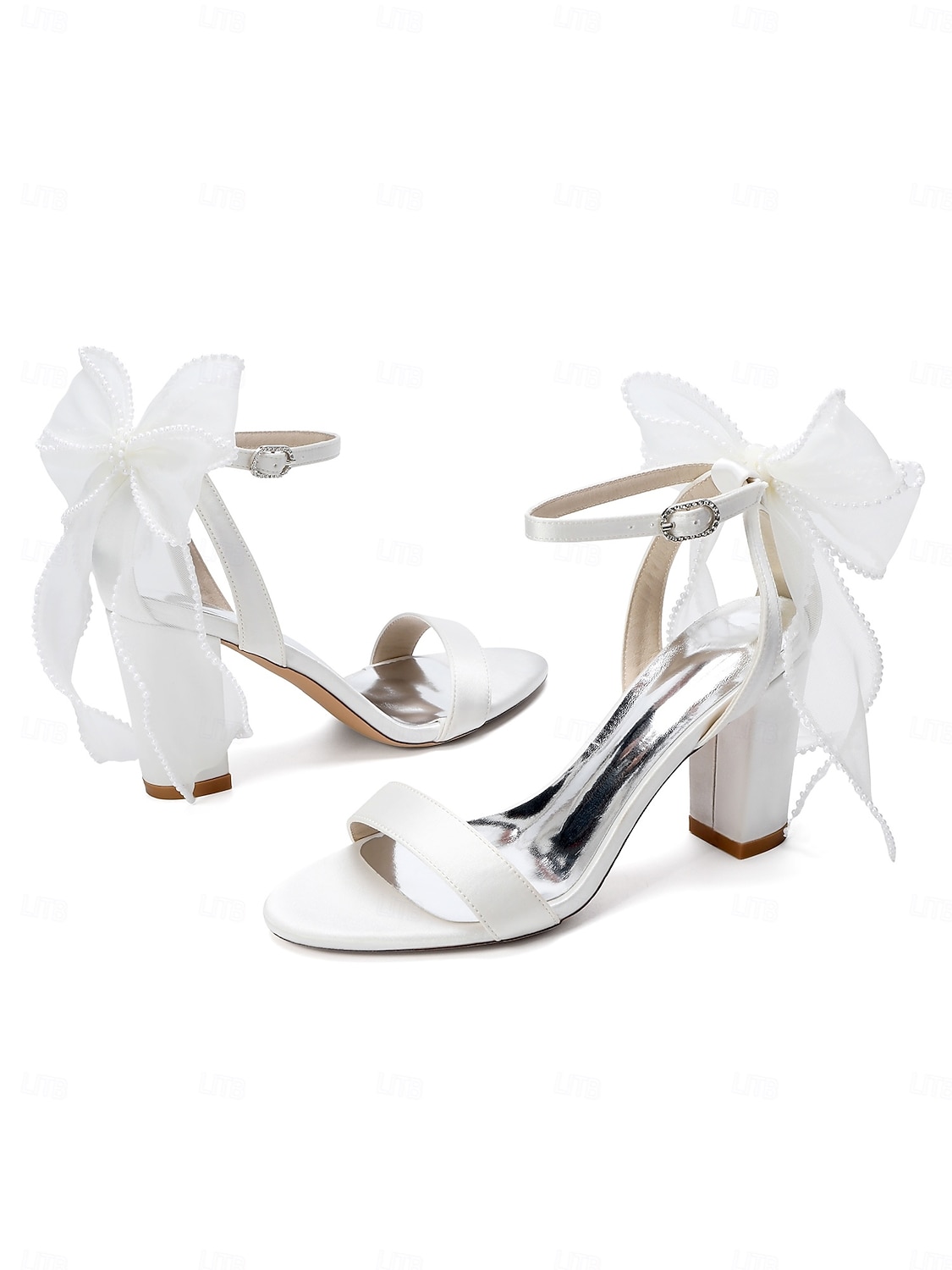 Sandálias de noiva nude com salto bloco e laço - sapatos de casamento elegantes para casamentos no jardim. de 2026 por $64.99 –P3