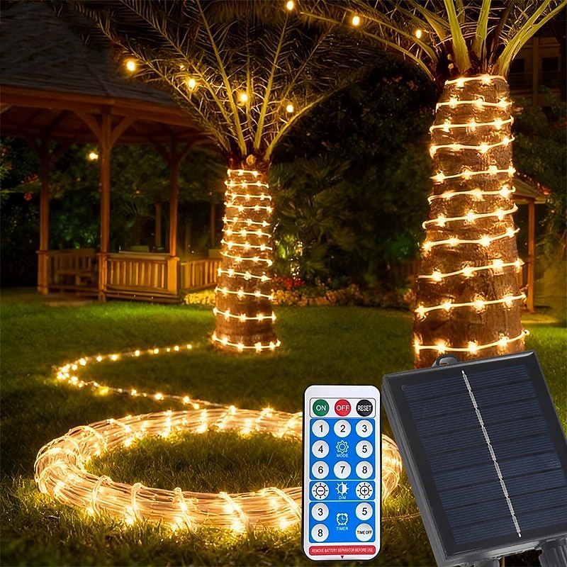 100 m-es kültéri napelemes fényfüzér, 1000 LED, IP65 vízálló, 31 V-os napelem &USB-ről tölthető, 8 funkciós távirányítóval, dekoratív LED-es lámpák kertbe, teraszra, medencébe, esküvőre, partira 2026 - $125.99 –P4