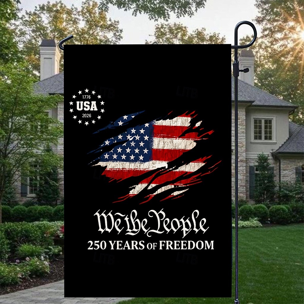 2 kpl 250-vuotisjuhlavuotta esittelevä Yhdysvaltain lippu, kaksipuolinen, ulkokäyttöön tarkoitettu isänmaallinen puutarhalippu Vapaudenpatsaalla, 4. heinäkuuta -koristeet Yhdysvaltain 250-vuotisjuhlaan, USA 250 -aiheiset tuotteet, muisto 1776-2026 2026 - $11.49 –P8
