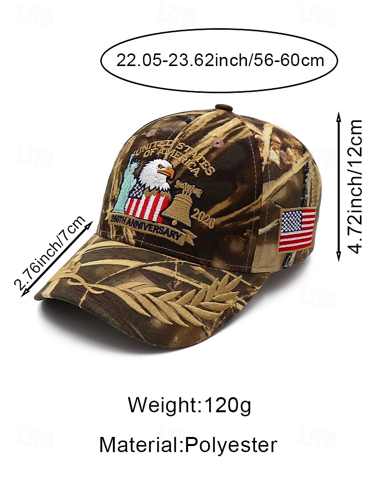 Men's Embroidered Eagle American Flag Polyester Baseball Cap, Multi-Color Adjustable Patriotic Hat for USA 250th Anniversary, Independence Day, Casual Wear, Travel and Vacation Styling 2026 - $14.99 –P11