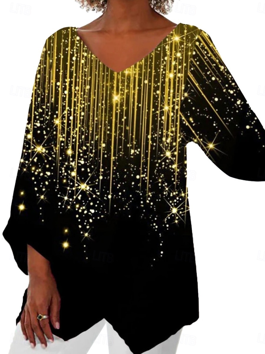 Dámské Košile Boho košile Halenka Slátanina Grafika Abstraktní Módní stylové Klasické Dlouhý rukáv Do V Běžné topy Denní Dovolená Jdeme ven Černá Bílá Světlá růžová Rubínově červená Léto Jaro 2026 - $25.99 –P3
