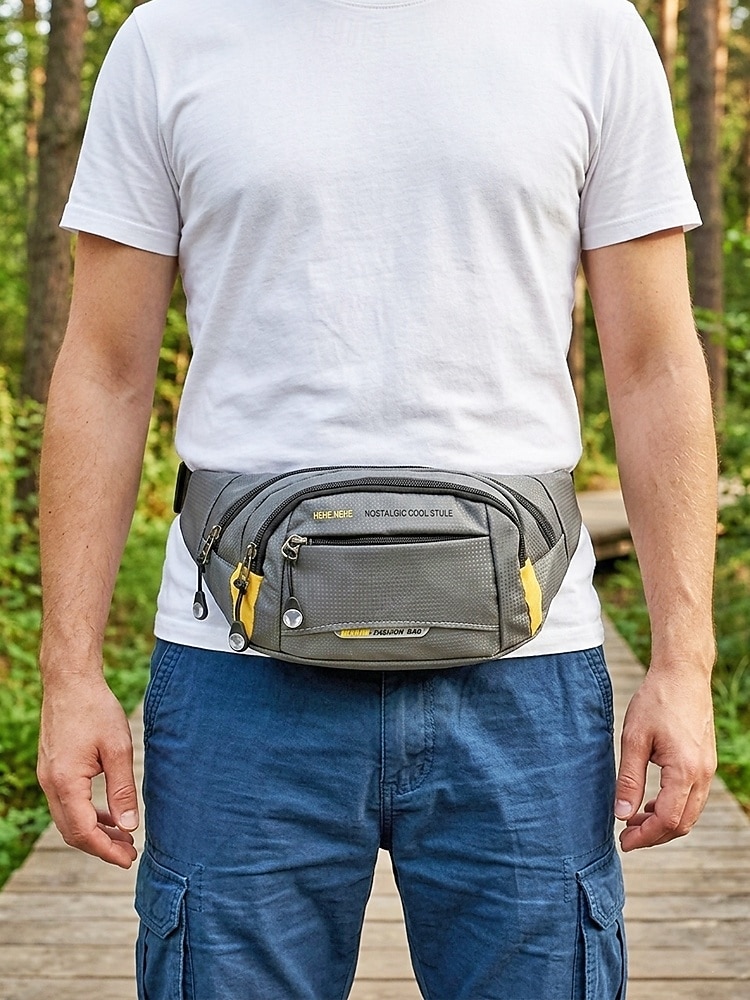 Ανδρική τσάντα μέσης από νάιλον, πολύχρωμη τσάντα μέσης μεγάλης χωρητικότητας με πολλαπλές τσέπες, ρυθμιζόμενη ζώνη, τσάντα χιαστί στήθους για καθημερινή χρήση, πεζοπορία, υπαίθρια αθλήματα και ταξίδια 2026 - $11.99 –P2