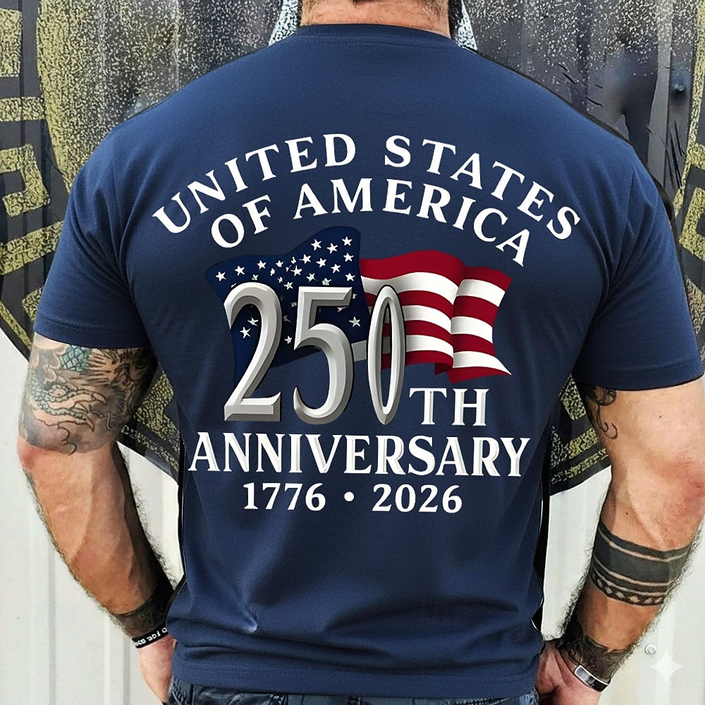 2026年 2026年7月4日 250周年記念日 メンズ 3Dプリント アメリカ国旗 クルーネック 短袖Tシャツ デイリーストリート  コレクション – $21.99 –P1