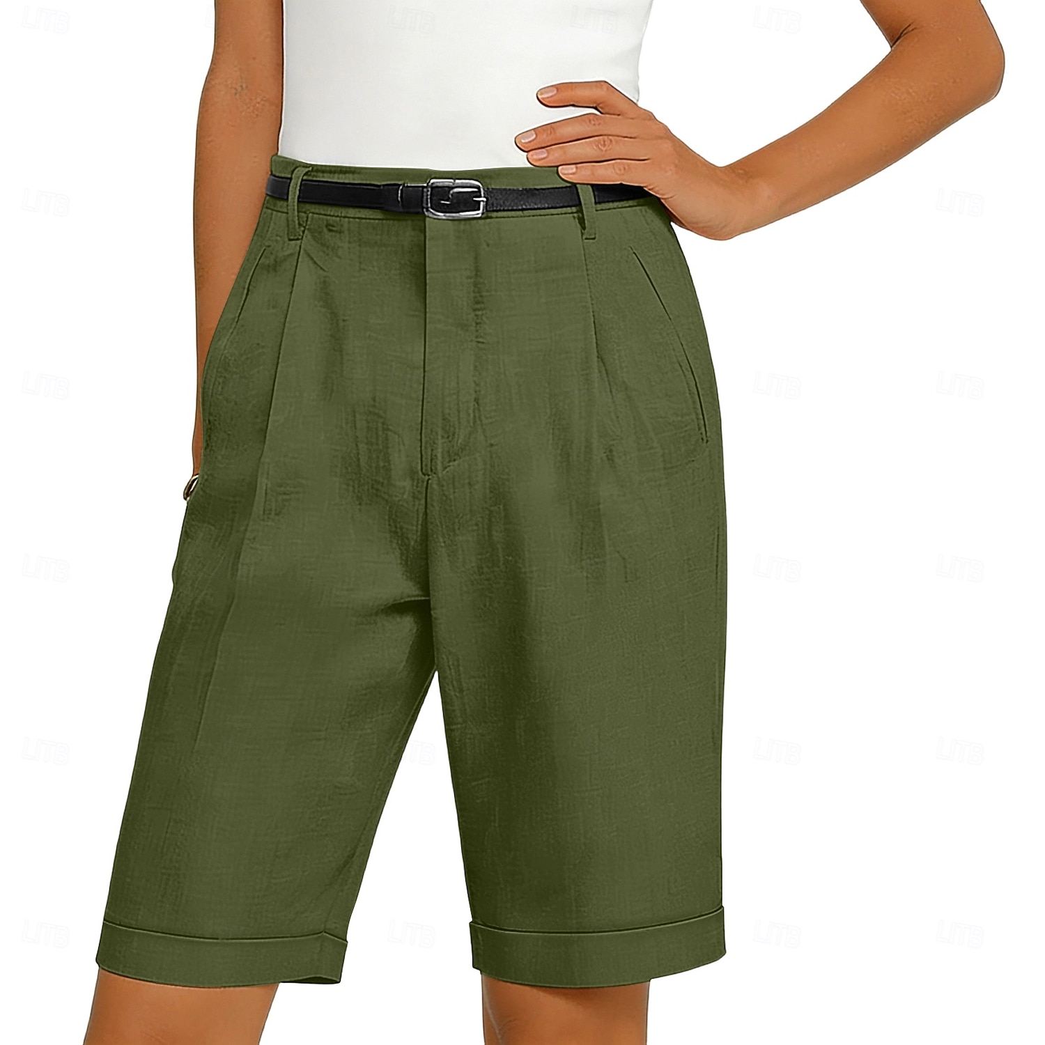 Per donna Shorts Shorts di Lino Shorts eleganti Pantaloncini Estivi Vacanza Moda Essenziale Lunghezza al ginocchio Vita media Semplice Tasca Elastico in vita Gamba Dritta Leggero Confortevole del 2026 a $22.99 –P6
