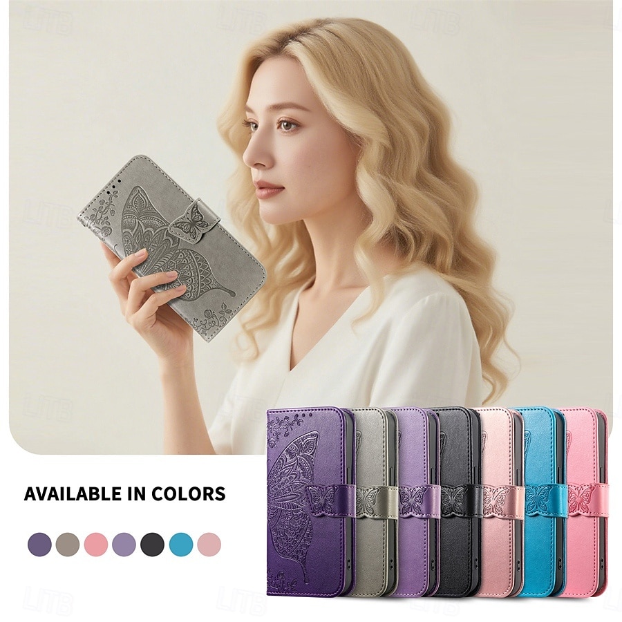 Phone Case For Samsung Galaxy S26 S26 Plus S26 Ultra Wallet Case Flip Cover with Wrist Strap Kickstand Butterfly Retro TPU PU Leather 2026 - $14.99 –P12