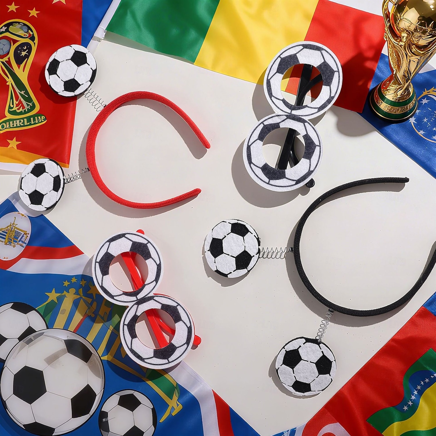 4 ks fotbalové brýle čelenka na zápas světa 2026 fotbal roztomilé fotbalové dětské a dospělé unisex večerní párty zápasové šaty 2026 - $15.49 –P2